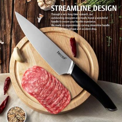 hecef 3-piece kitchen knife set with full tang and double-blade construction sharp chef's knives professional knives 