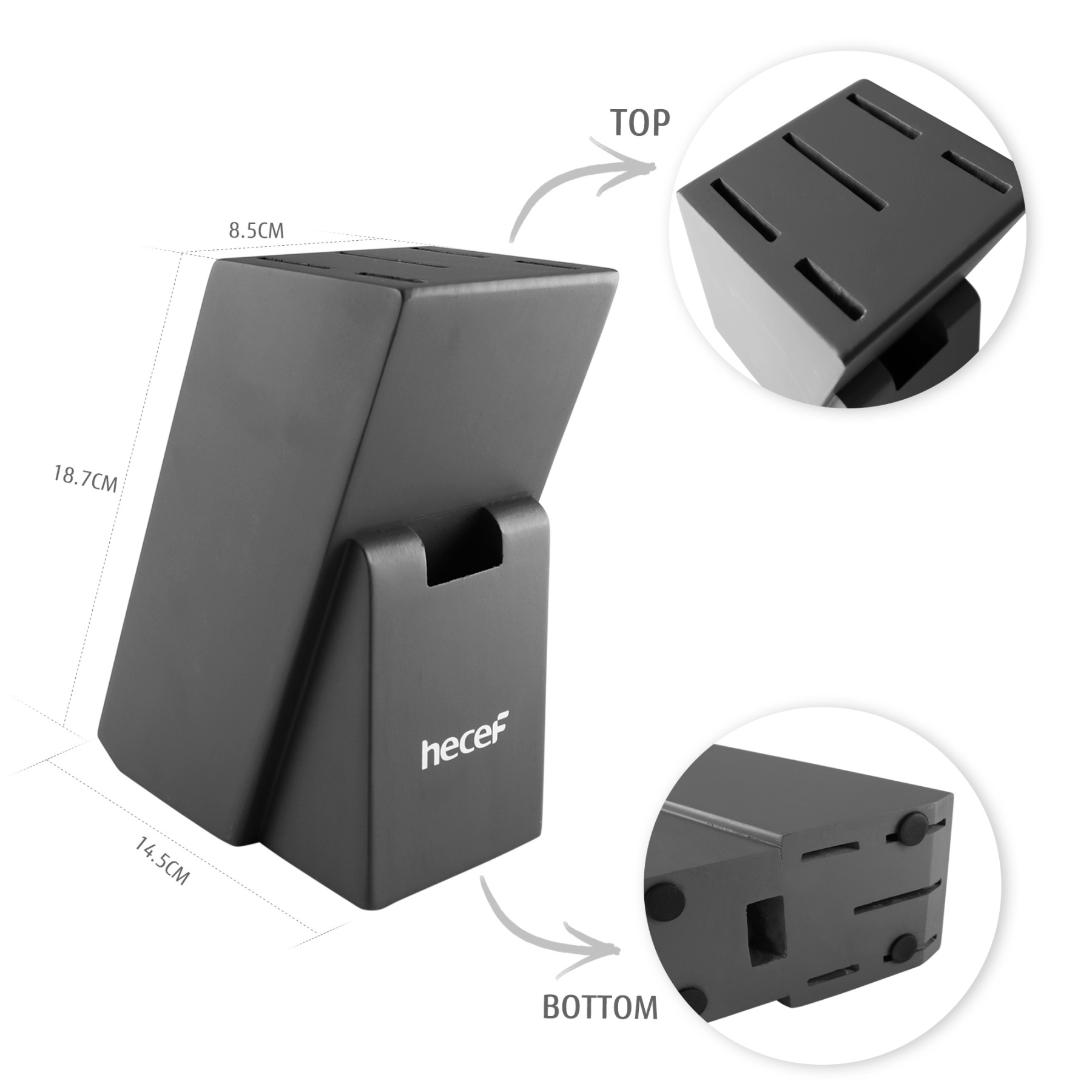 hecef 7-Piece Knife Block Set with Sharp and Non-stick Stainless Steel Blade and Ergonomic Handle