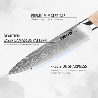 hecef 5in utility knife carbon steel blade double bolster and ergonomic coffee pakkawood handle