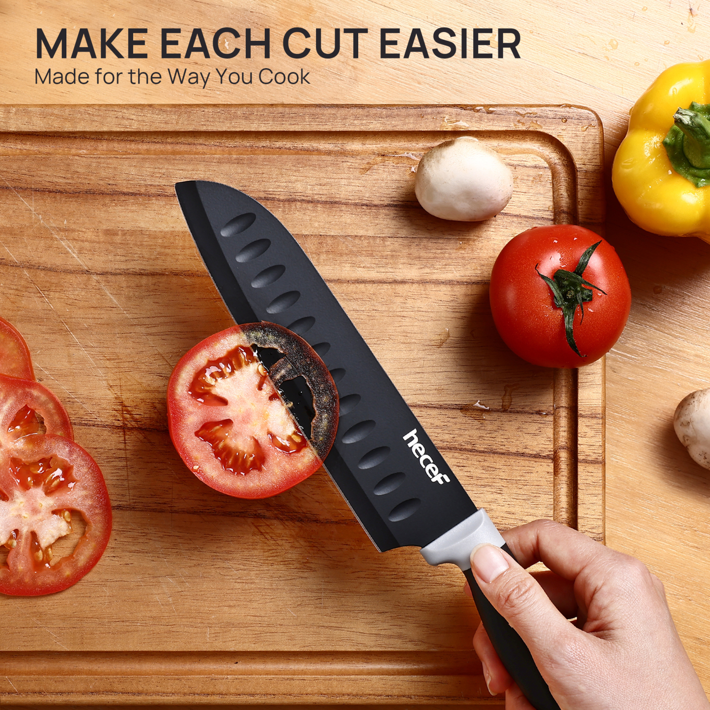 Hecef Upgraded 19 Piece Kitchen Knife Set With Block And Built In Sharpener, Dishwasher Safe Knives
