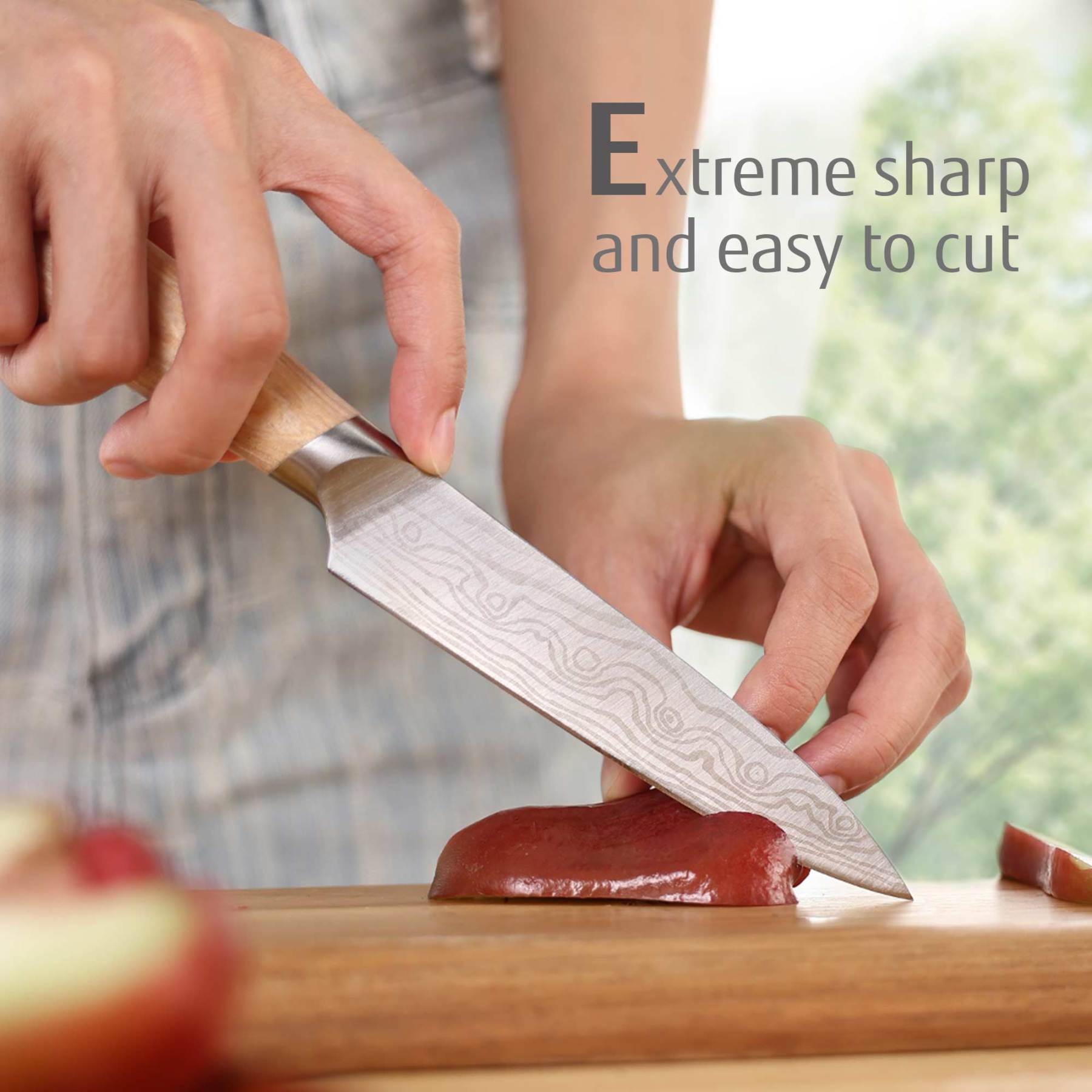 hecef 5in utility knife carbon steel blade double bolster and ergonomic coffee pakkawood handle