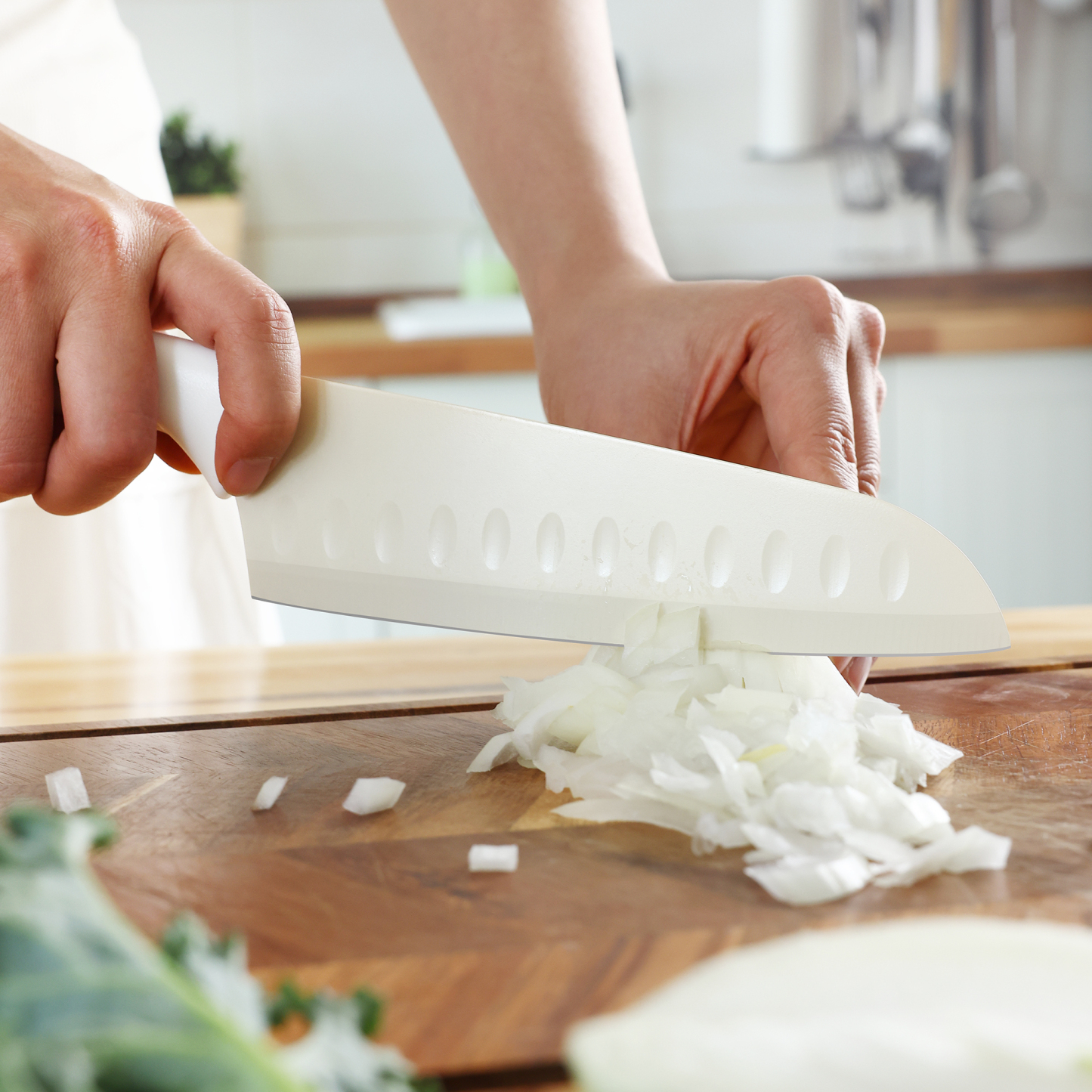 hecef 15PCS Sharp Kitchen Knife Set with Built-in Sharpening Wooden Block Dishwasher Safe