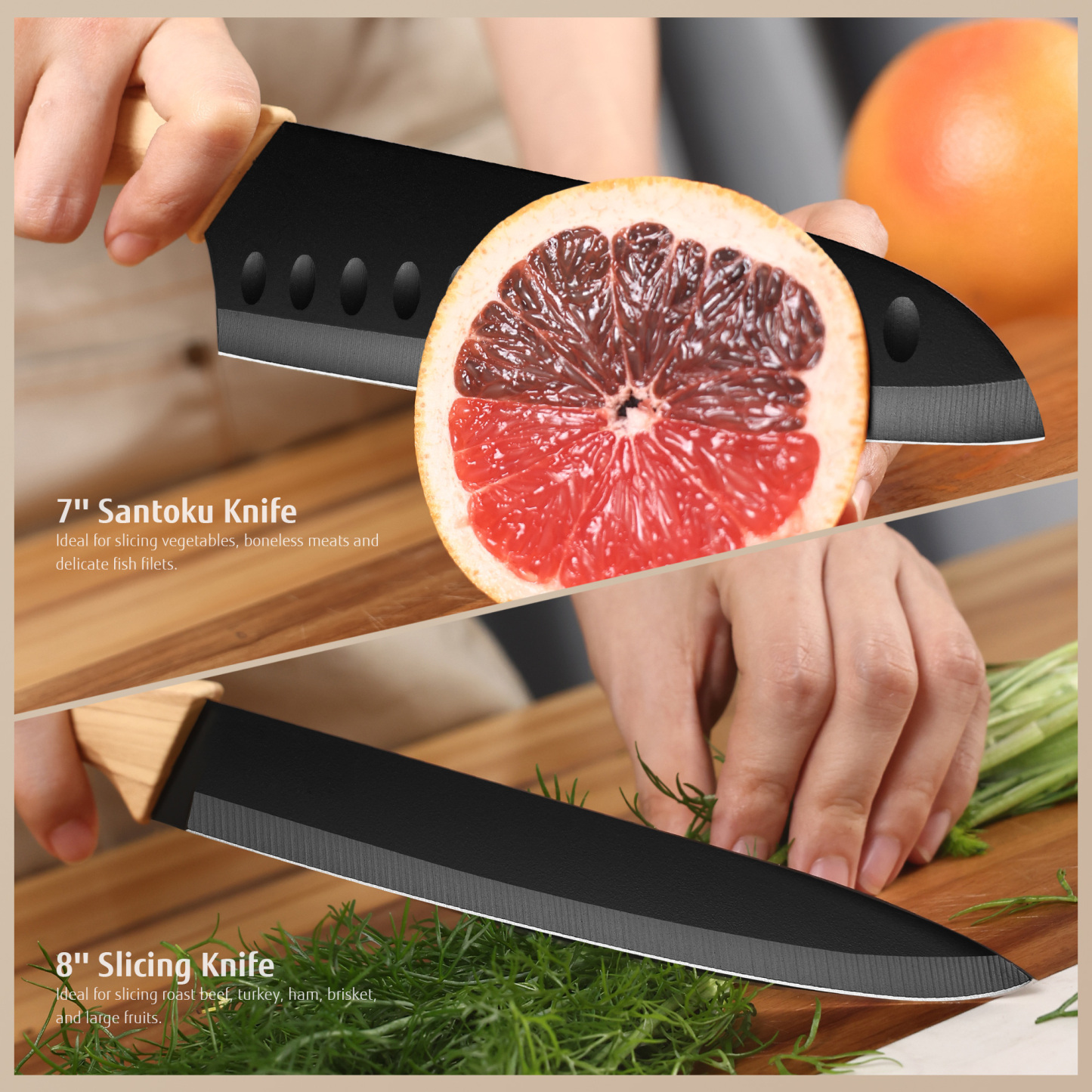 Hecef 6PCS Kitchen Knife Set Ultra Sharp Stainless Steel Chef's Knife with Knife Case