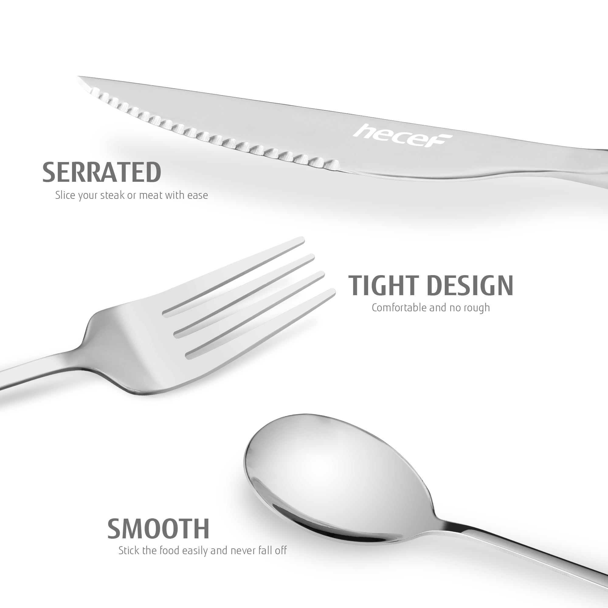Hecef 11 PCS Black Titanium Plating Portable Utensils, Reusable Travel Cutlery Set with Compact Carrying Case & Mesh Bag, 18/0 Stainless Steel Handy Flatware Set for Work, School, Camping - Hecef Kitchen