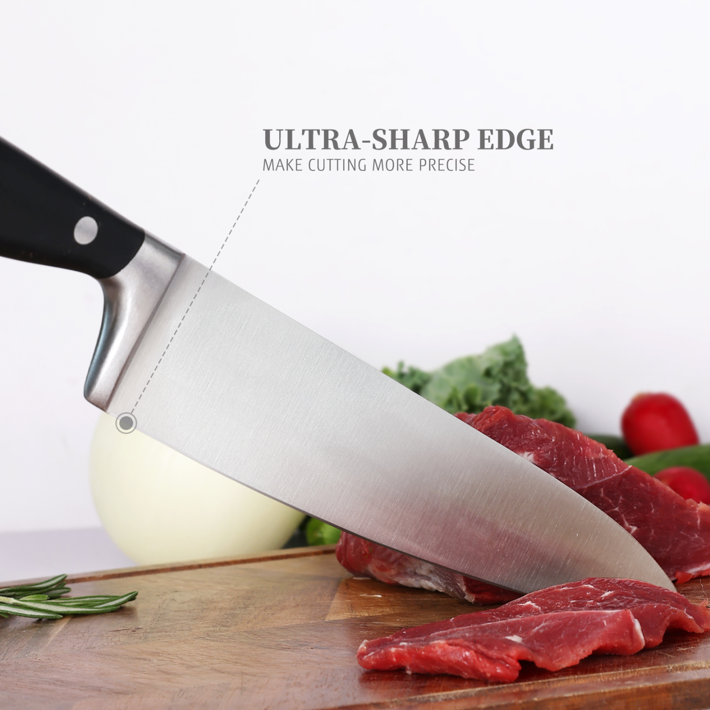 Chef's Knife Premium 8-Inch Kitchen Knife 5CR15MOV High Carbon Stainless Steel with Ergonomic ABS Handle