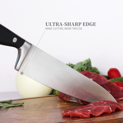 Chef's Knife Premium 8-Inch Kitchen Knife 5CR15MOV High Carbon Stainless Steel with Ergonomic ABS Handle