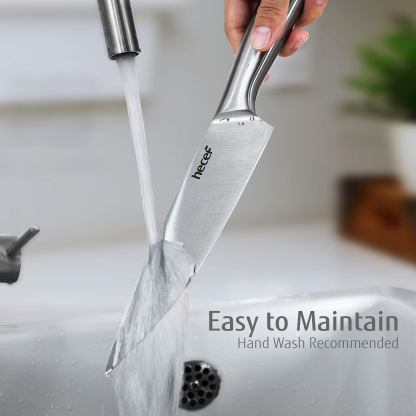 hecef 3-piece knife set sharp kitchen knives with stainless steel blade and hollow handle blade guard