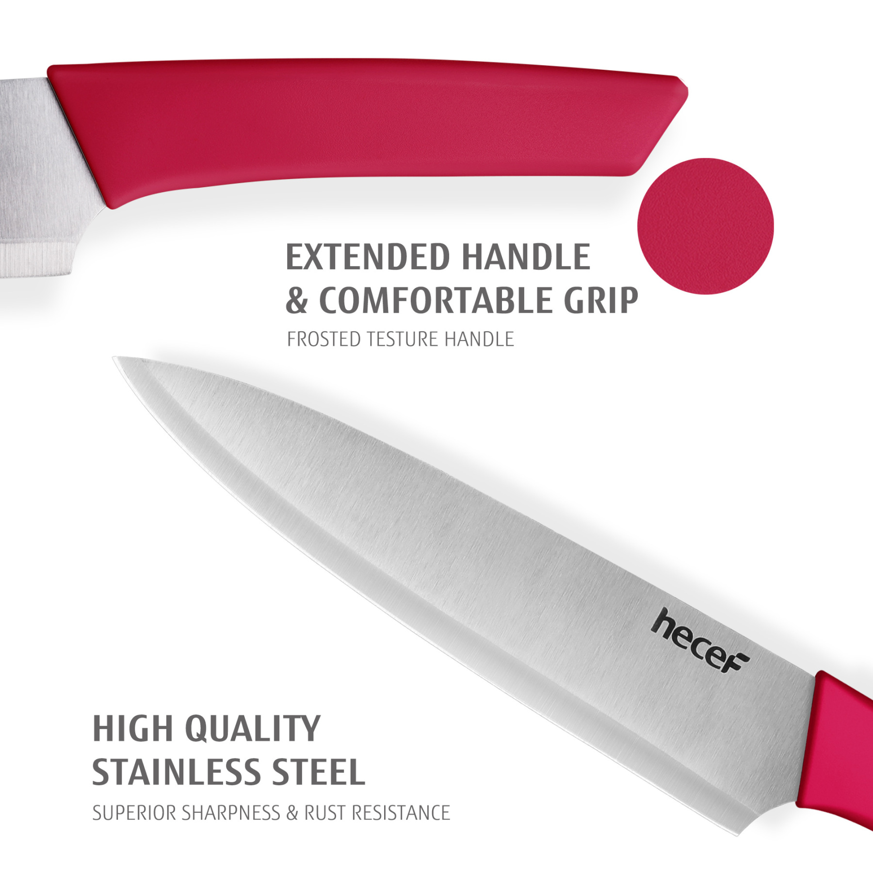 hecef 7-Piece Knife Block Set with Sharp and Non-stick Stainless Steel Blade and Ergonomic Handle