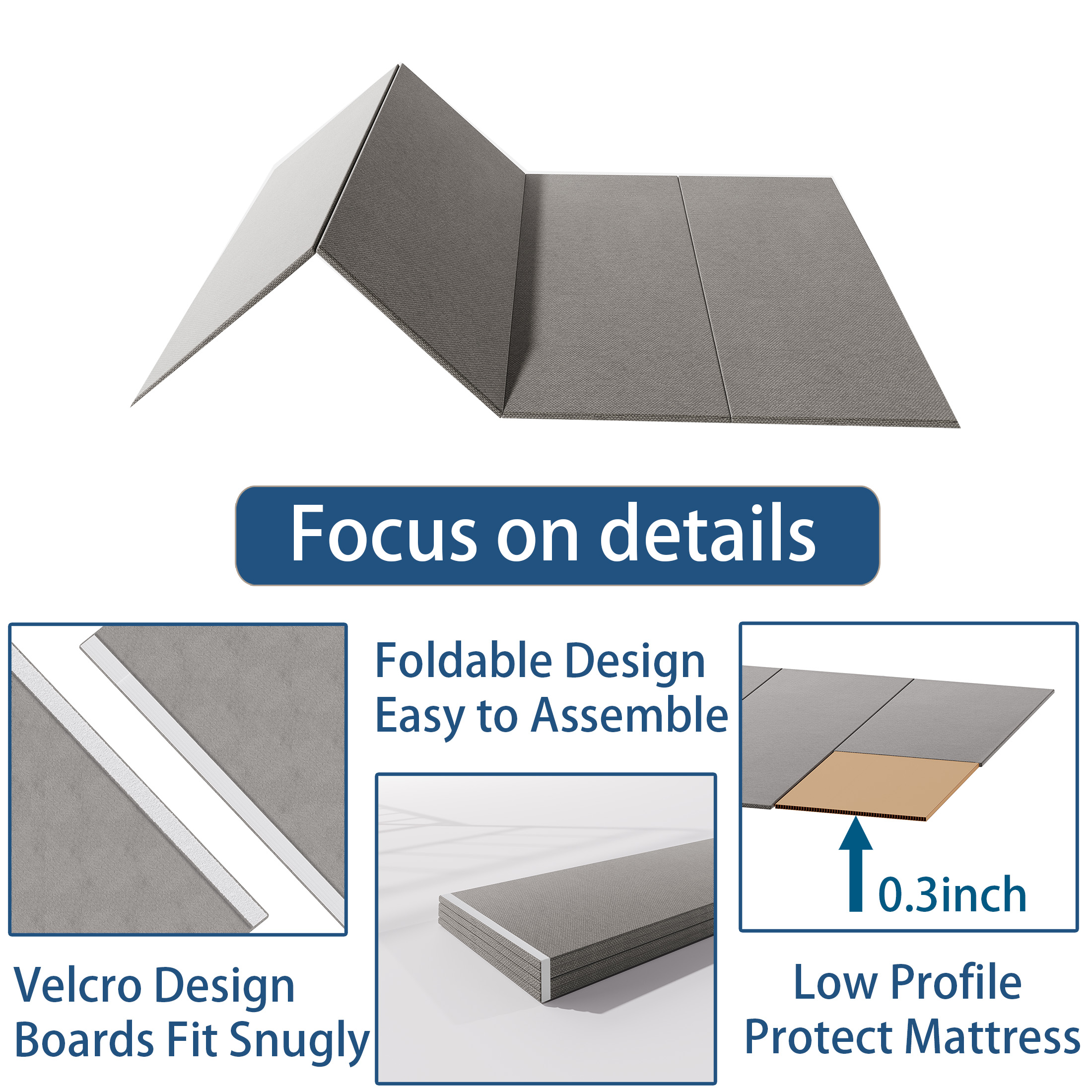 FSCHOS 8mm Queen Size Bunkie Board, Bed Board for Under Mattress Support, Minimize Noise, Fully Assembled
