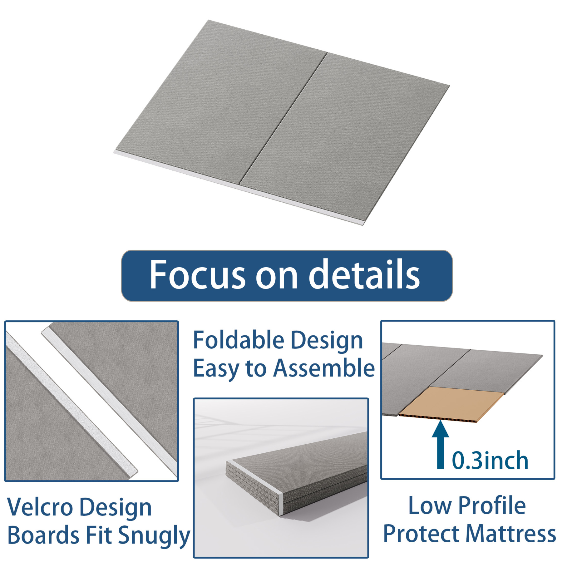 FSCHOS 8mm Twin Size Bunkie Board, Bed Board for Under Mattress Support, Minimize Noise, Fully Assembled