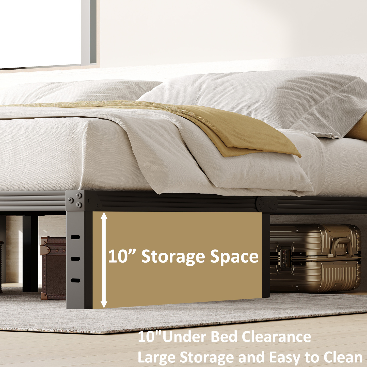 FSCHOS 12 Inch Queen Size Bed Frame, Heavy Duty Metal Platform, No Box Spring Needed, Easy Assembly, Black