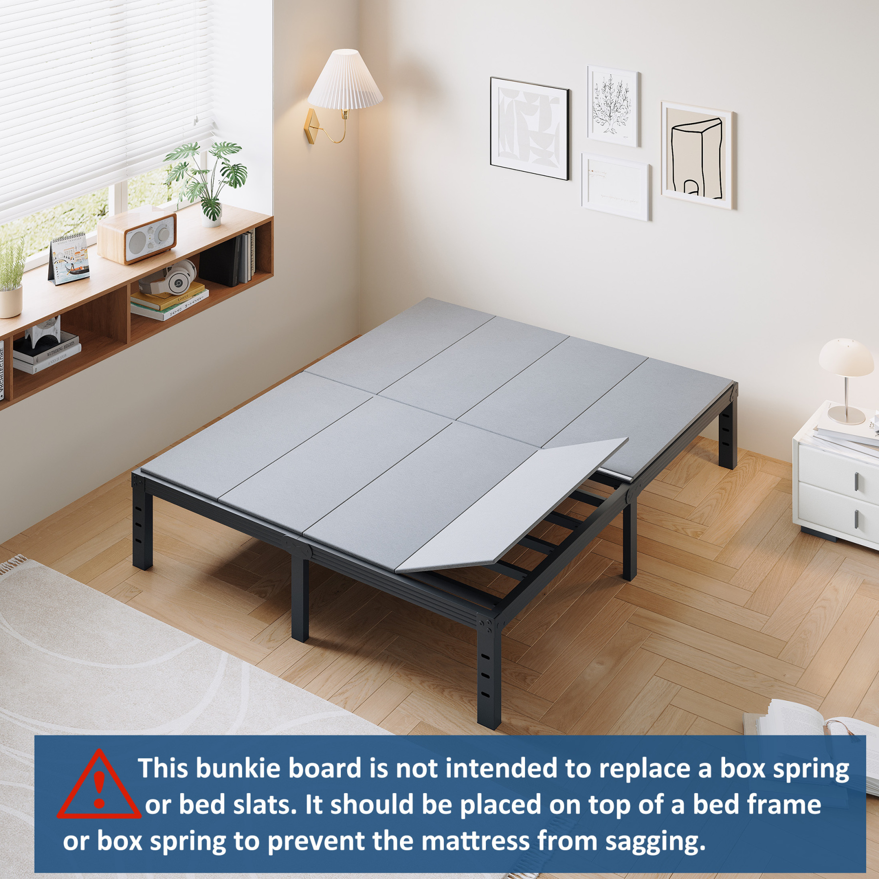 FSCHOS 8mm Queen Size Bunkie Board, Bed Board for Under Mattress Support, Minimize Noise, Fully Assembled