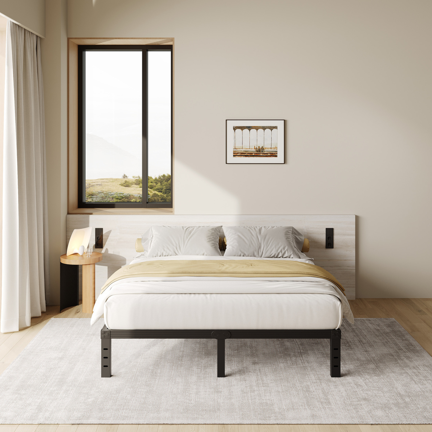 FSCHOS 12 Inch Queen Size Bed Frame, Heavy Duty Metal Platform, No Box Spring Needed, Easy Assembly, Black