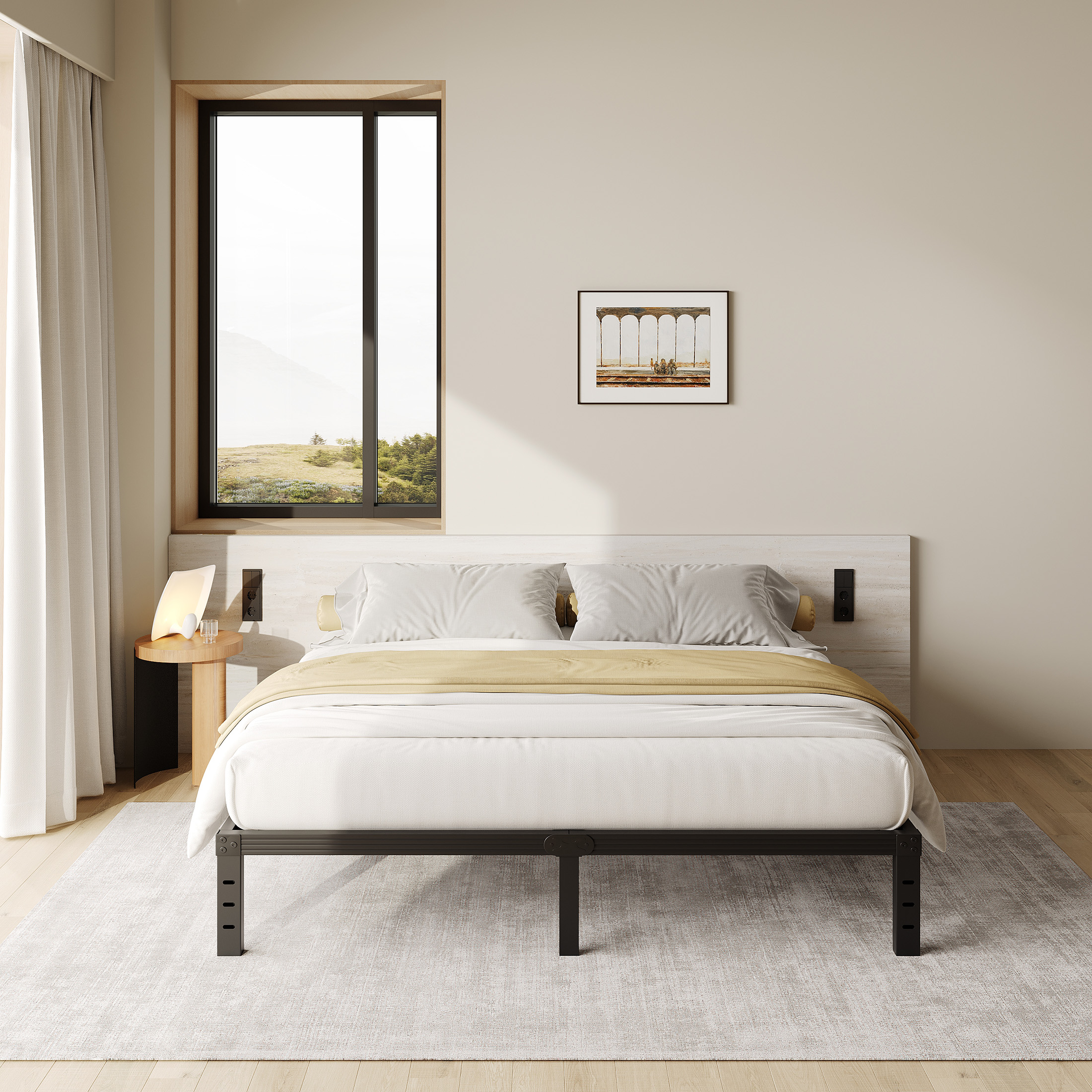 FSCHOS 12 Inch King Size Bed Frame, Heavy Duty Metal Platform, No Box Spring Needed, Easy Assembly, Black