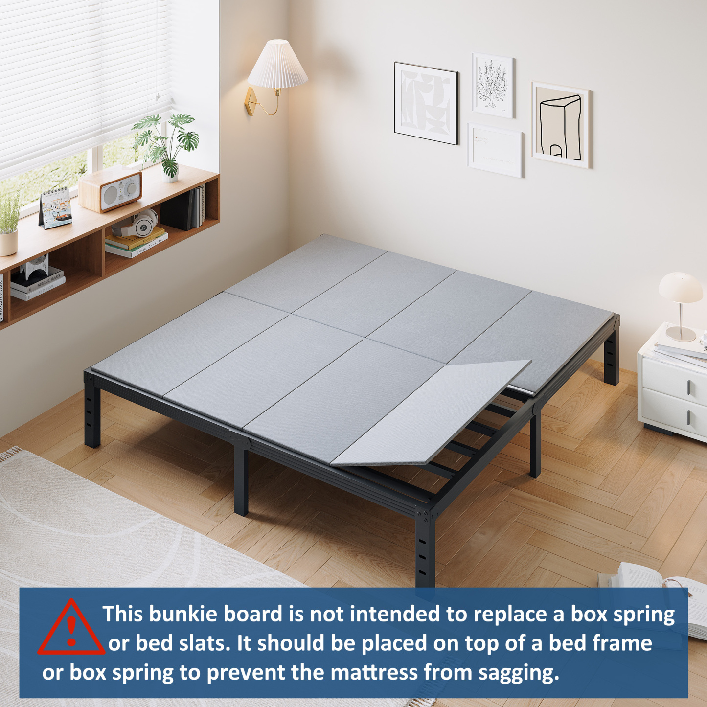 FSCHOS 8mm King Size Bunkie Board, Bed Board for Under Mattress Support, Minimize Noise, Fully Assembled