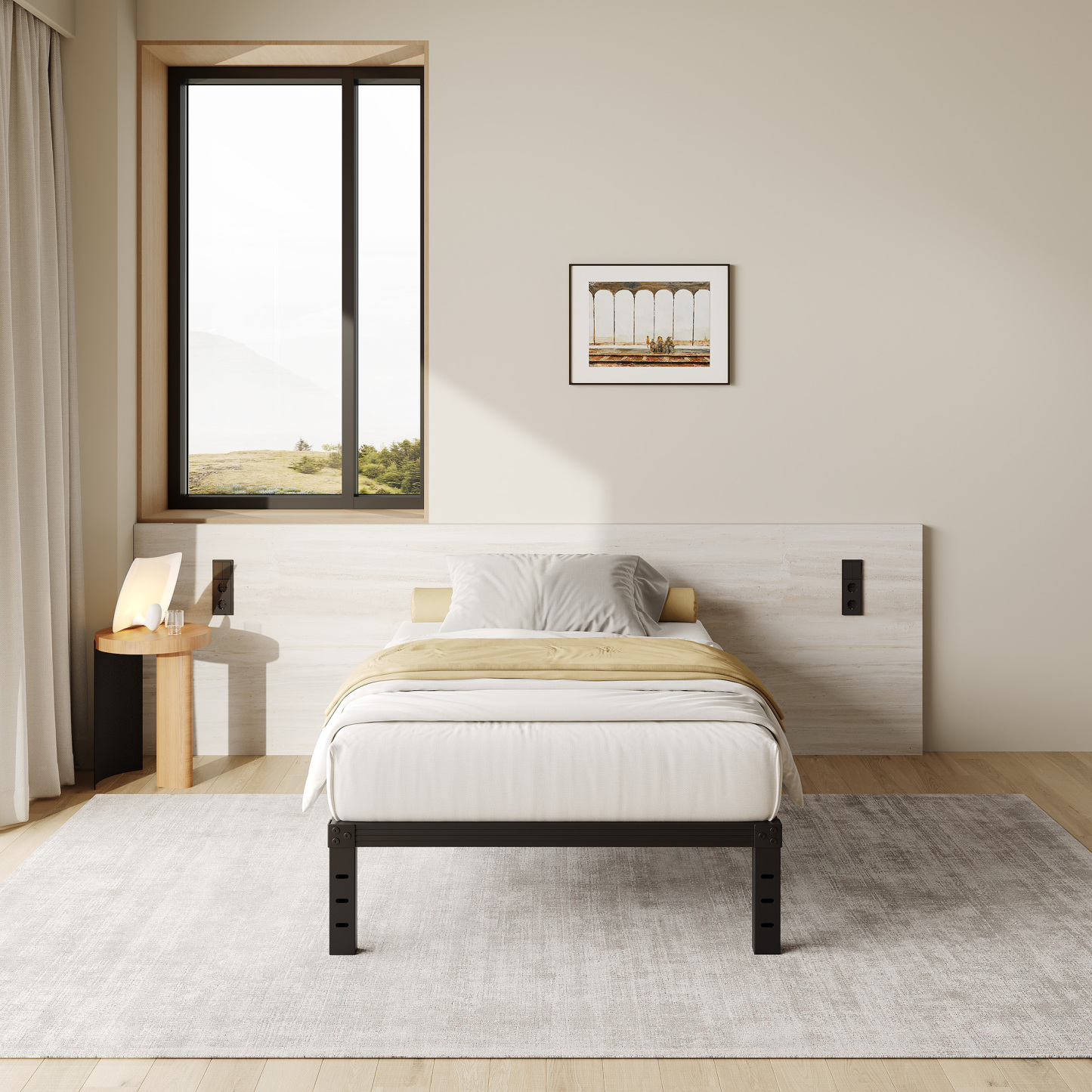 FSCHOS 12 Inch Twin Size Bed Frame, Heavy Duty Metal Platform, No Box Spring Needed, Easy Assembly, Black