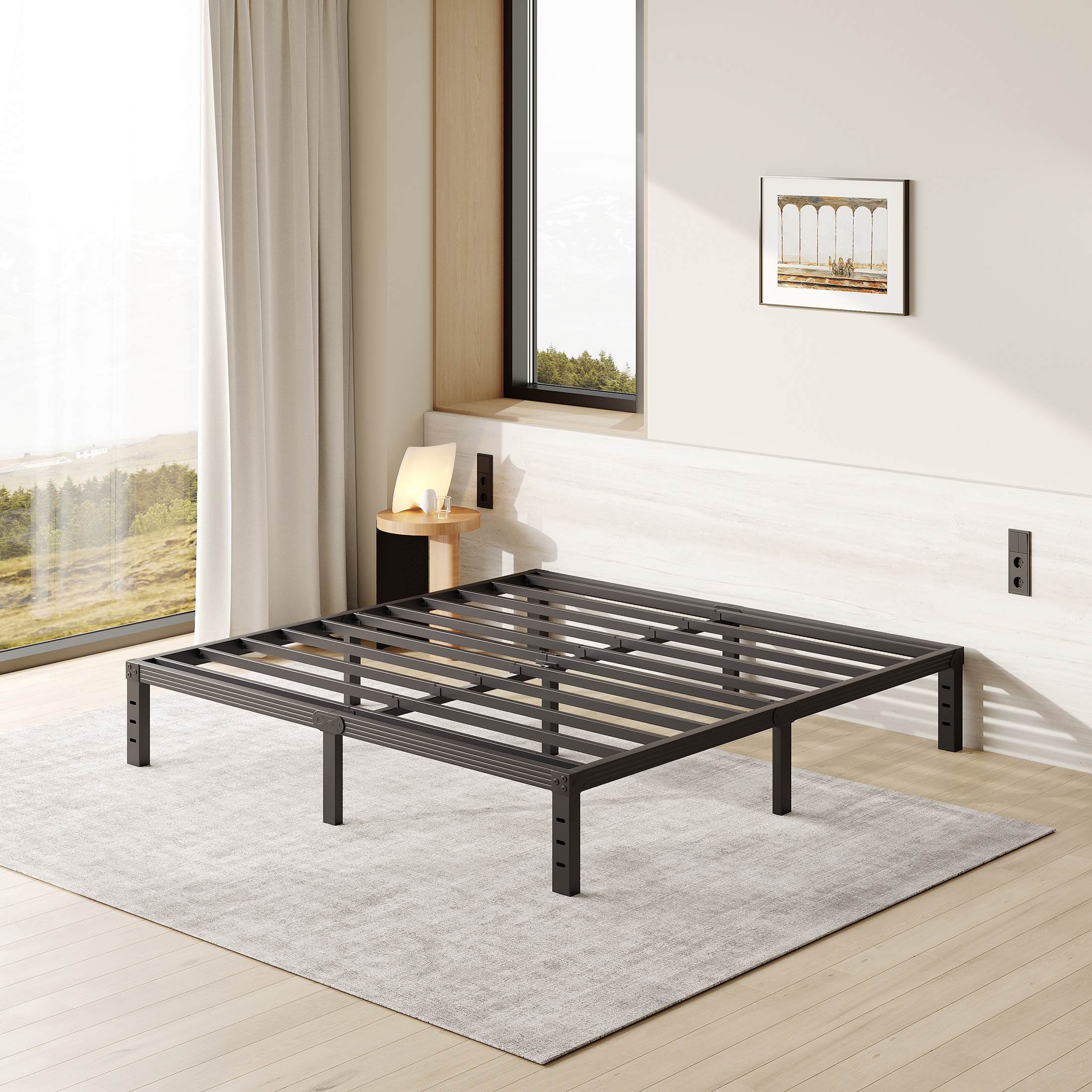 FSCHOS 12 Inch King Size Bed Frame, Heavy Duty Metal Platform, No Box Spring Needed, Easy Assembly, Black