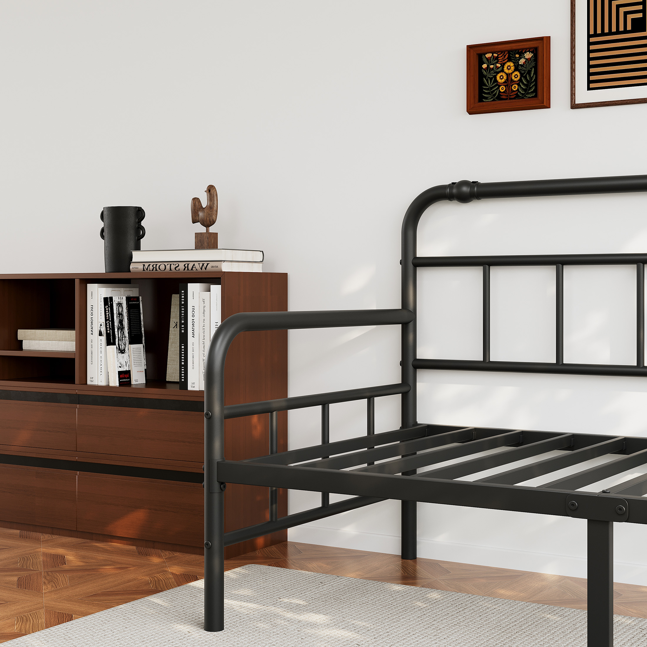 FSCHOS 14 inch Twin Size Metal Daybed Frame, Twin Sofa Daybed Frame for Living Room, Heavy Duty Slats Support