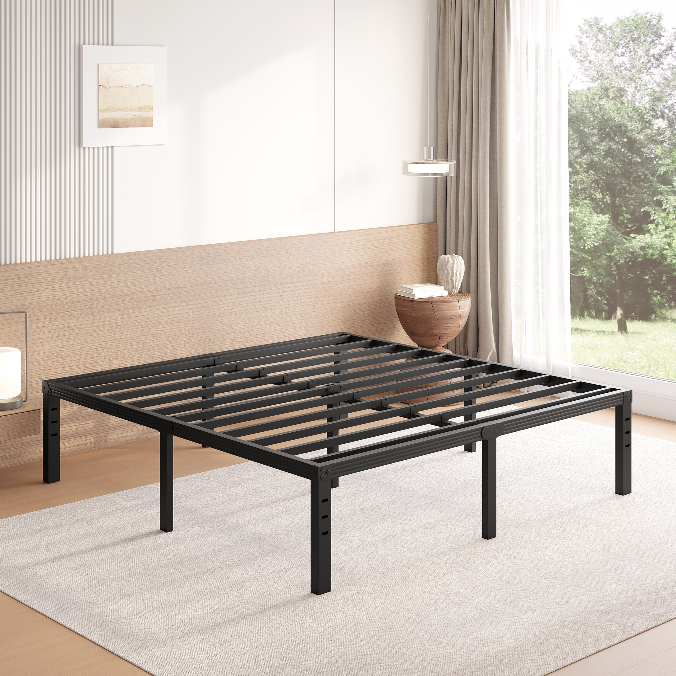 FSCHOS 18 inch King Size Metal Bed Frame, Heavy Duty Metal Platform with Ample Storage Space, Sturdy Construction, No Box Spring Needed