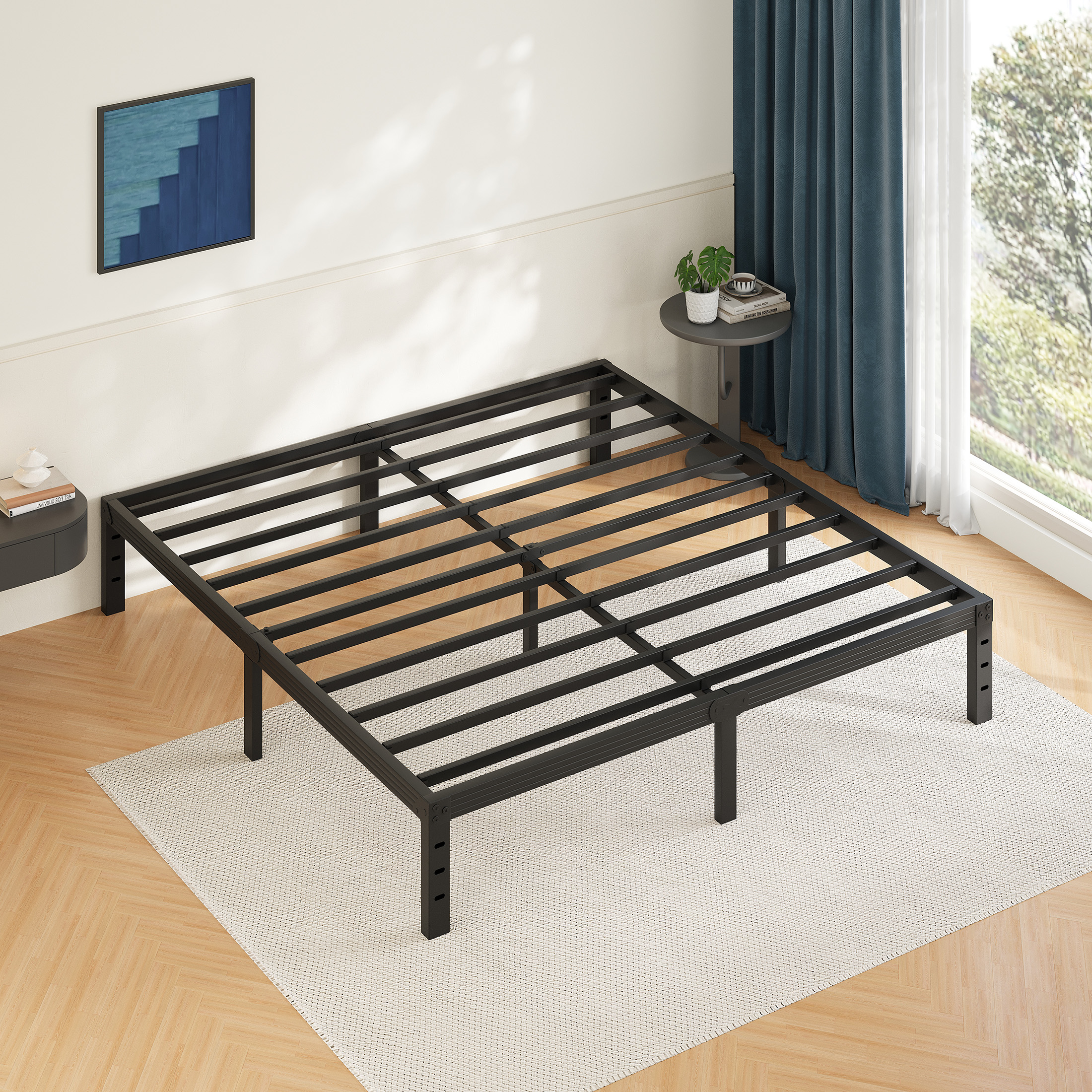 FSCHOS 14 Inch King Size Bed Frame, Heavy Duty Metal Platform, No Box Spring Needed, Easy Assembly, Black
