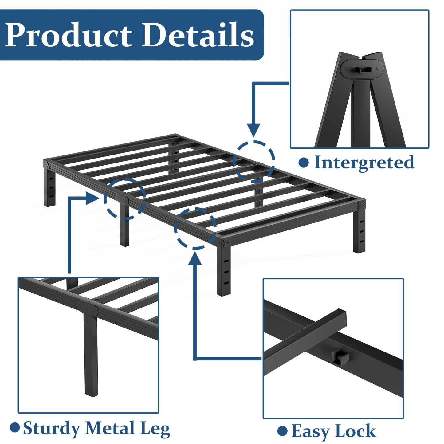 FSCHOS 14 Inch Twin Size Bed Frame, Heavy Duty Metal Platform, No Box Spring Needed, Easy Assembly, Black