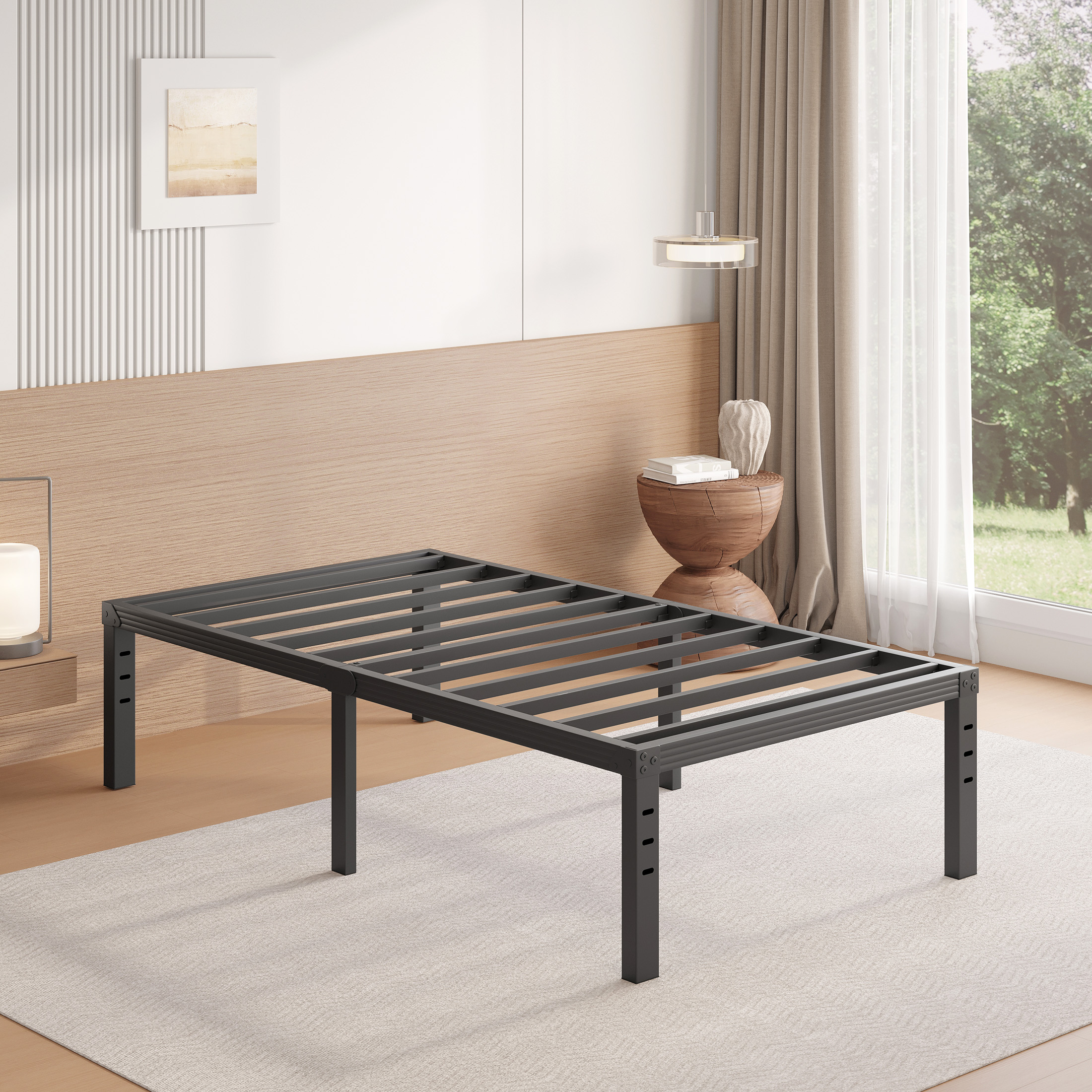 FSCHOS 18 inch Twin Size Metal Bed Frame, Heavy Duty Metal Platform with Ample Storage Space, Sturdy Construction, No Box Spring Needed