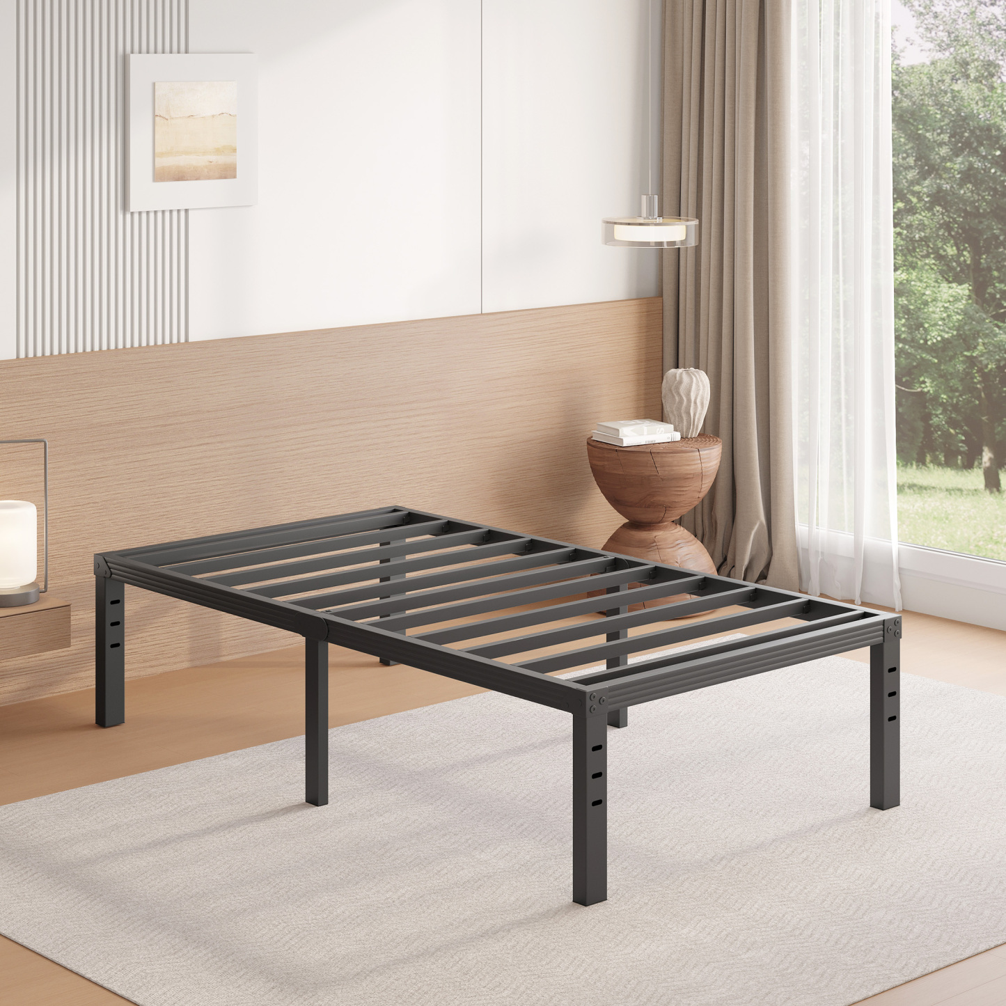 FSCHOS 18 inch Twin Size Metal Bed Frame, Heavy Duty Metal Platform with Ample Storage Space, Sturdy Construction, No Box Spring Needed