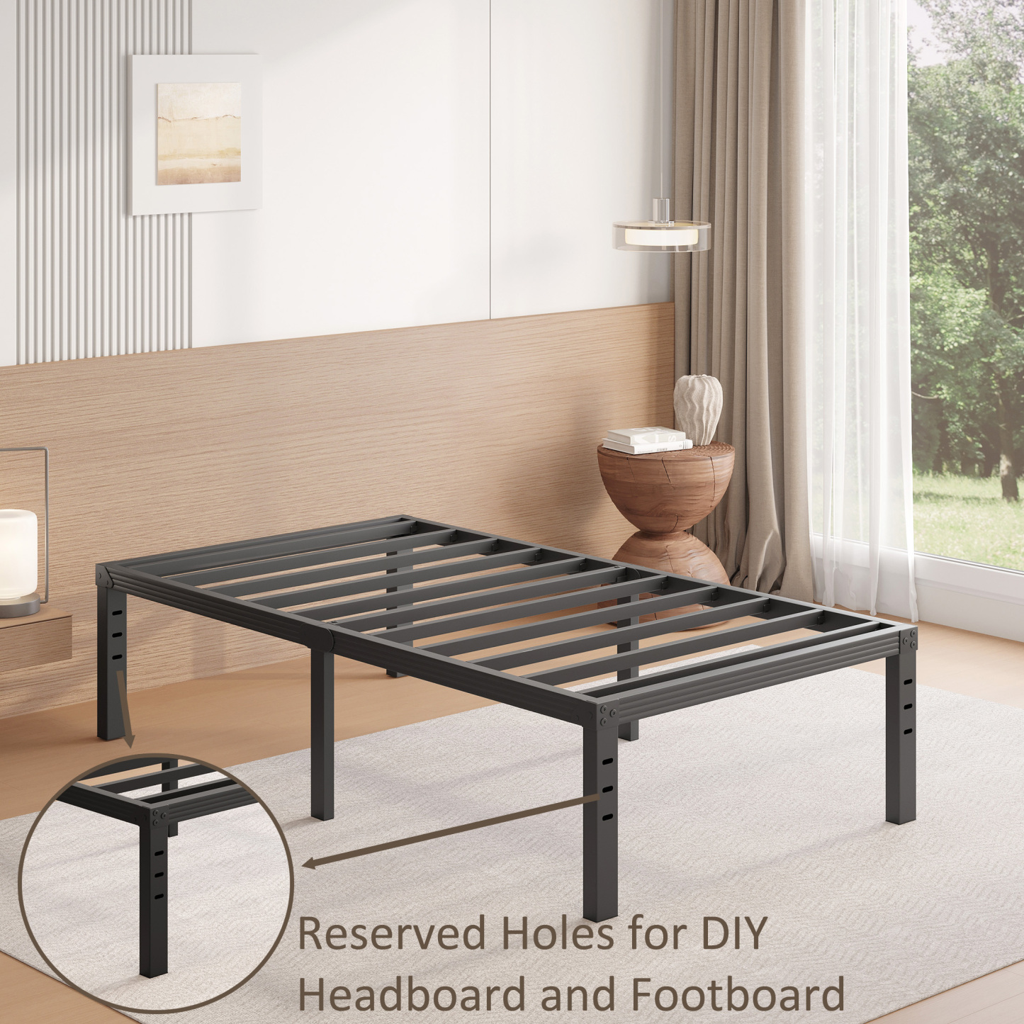 FSCHOS 18 inch Twin Size Metal Bed Frame, Heavy Duty Metal Platform with Ample Storage Space, Sturdy Construction, No Box Spring Needed