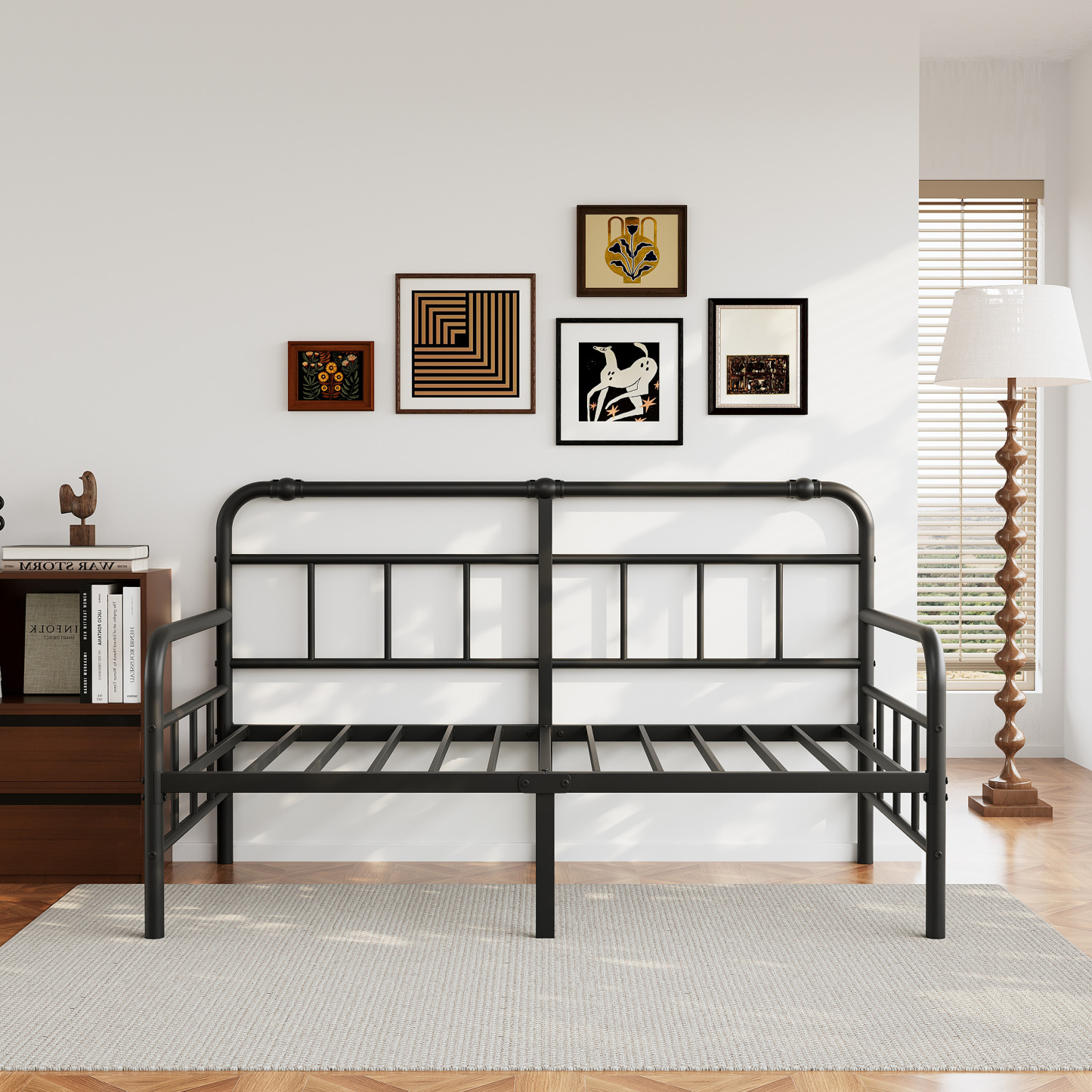 FSCHOS 14 inch Twin Size Metal Daybed Frame, Twin Sofa Daybed Frame for Living Room, Heavy Duty Slats Support