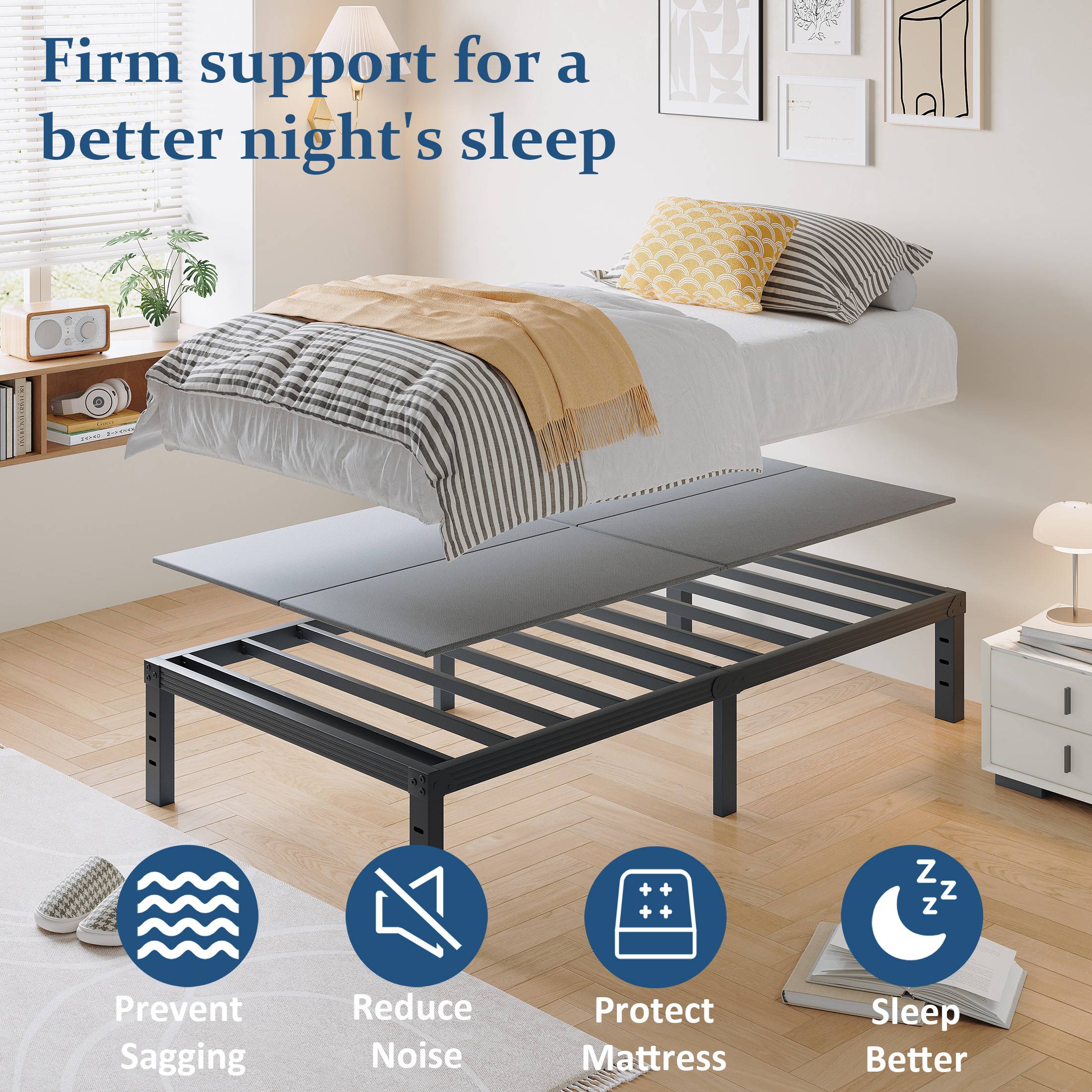 FSCHOS 8mm Twin Size Bunkie Board, Bed Board for Under Mattress Support, Minimize Noise, Fully Assembled