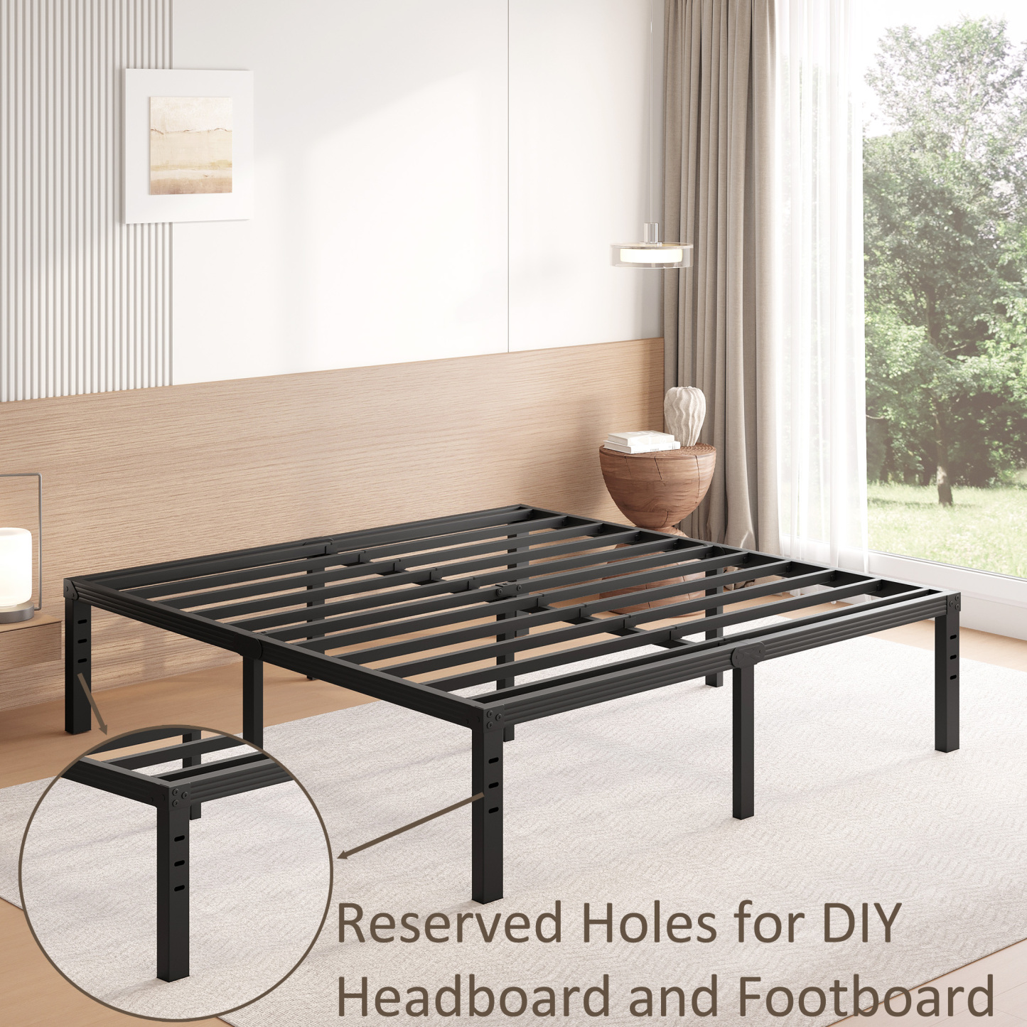 FSCHOS 18 inch King Size Metal Bed Frame, Heavy Duty Metal Platform with Ample Storage Space, Sturdy Construction, No Box Spring Needed