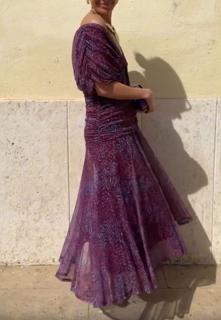 Printed Strapless Pleated Chiffon Dress