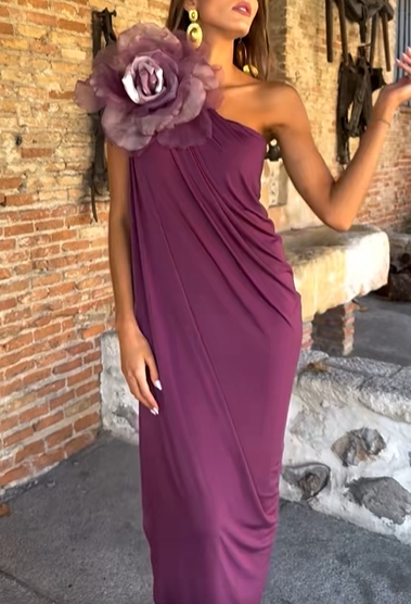 Purple One Shoulder Dress