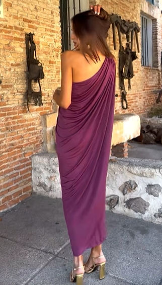 Purple One Shoulder Dress