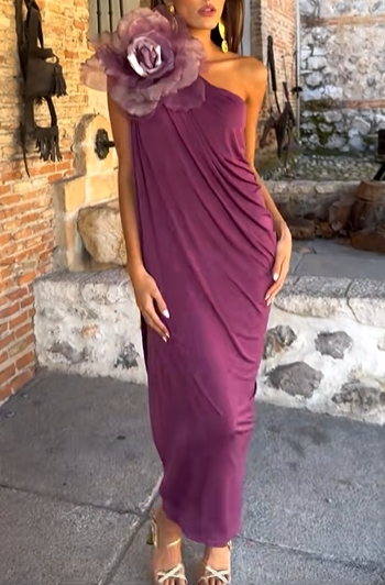 Purple One Shoulder Dress