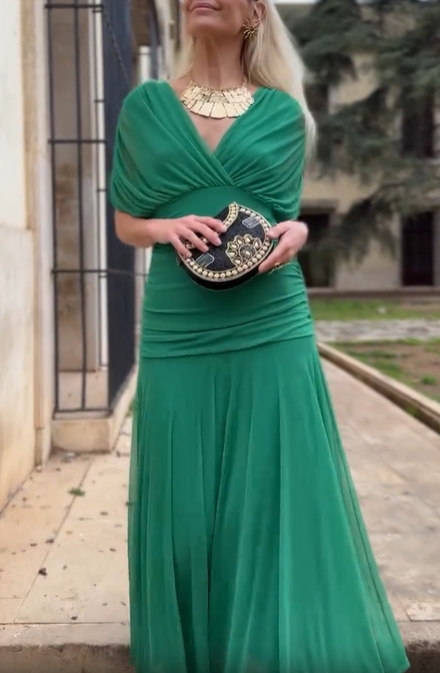 Ethereal Whisper Emerald Green Dress