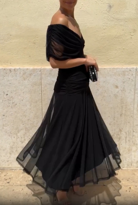 Ethereal Whisper Black Dress