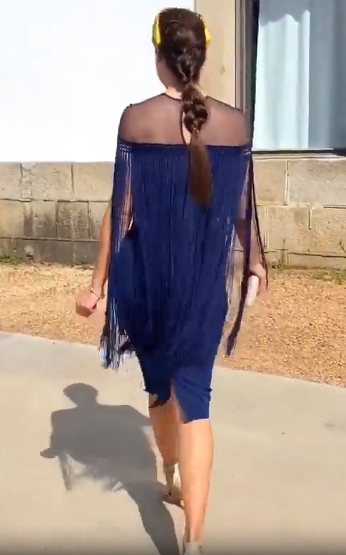 Navy Fringe Illusion Midi Dress