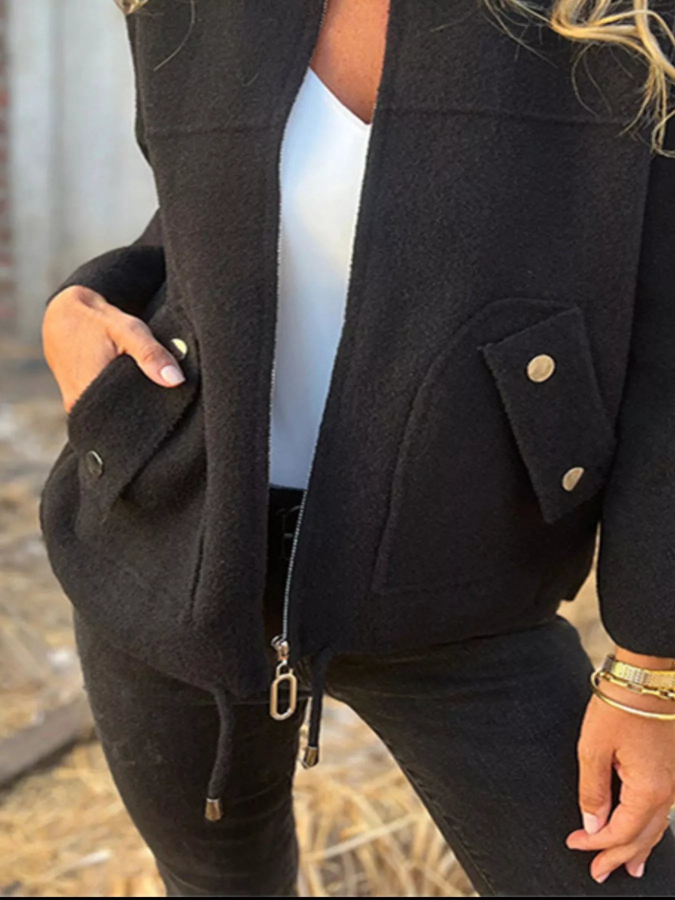 Chic Utility Jacket with Pocket Details