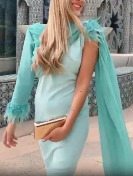 Asymmetric Cape - Sleeve Midi Dress