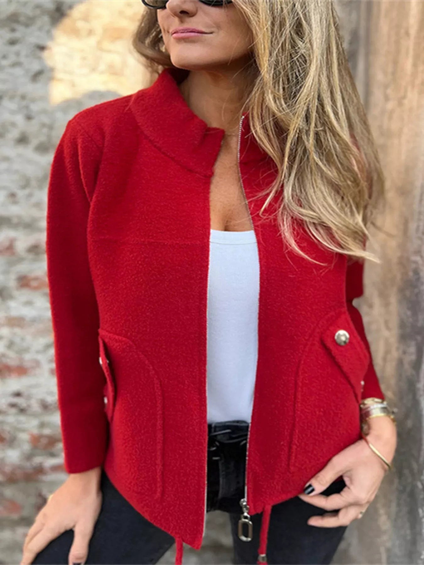 Chic Utility Jacket with Pocket Details