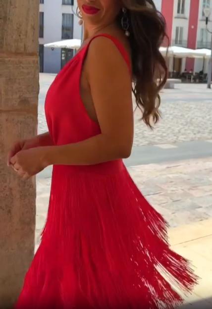 Tiered Fringe Deep V Midi Dress