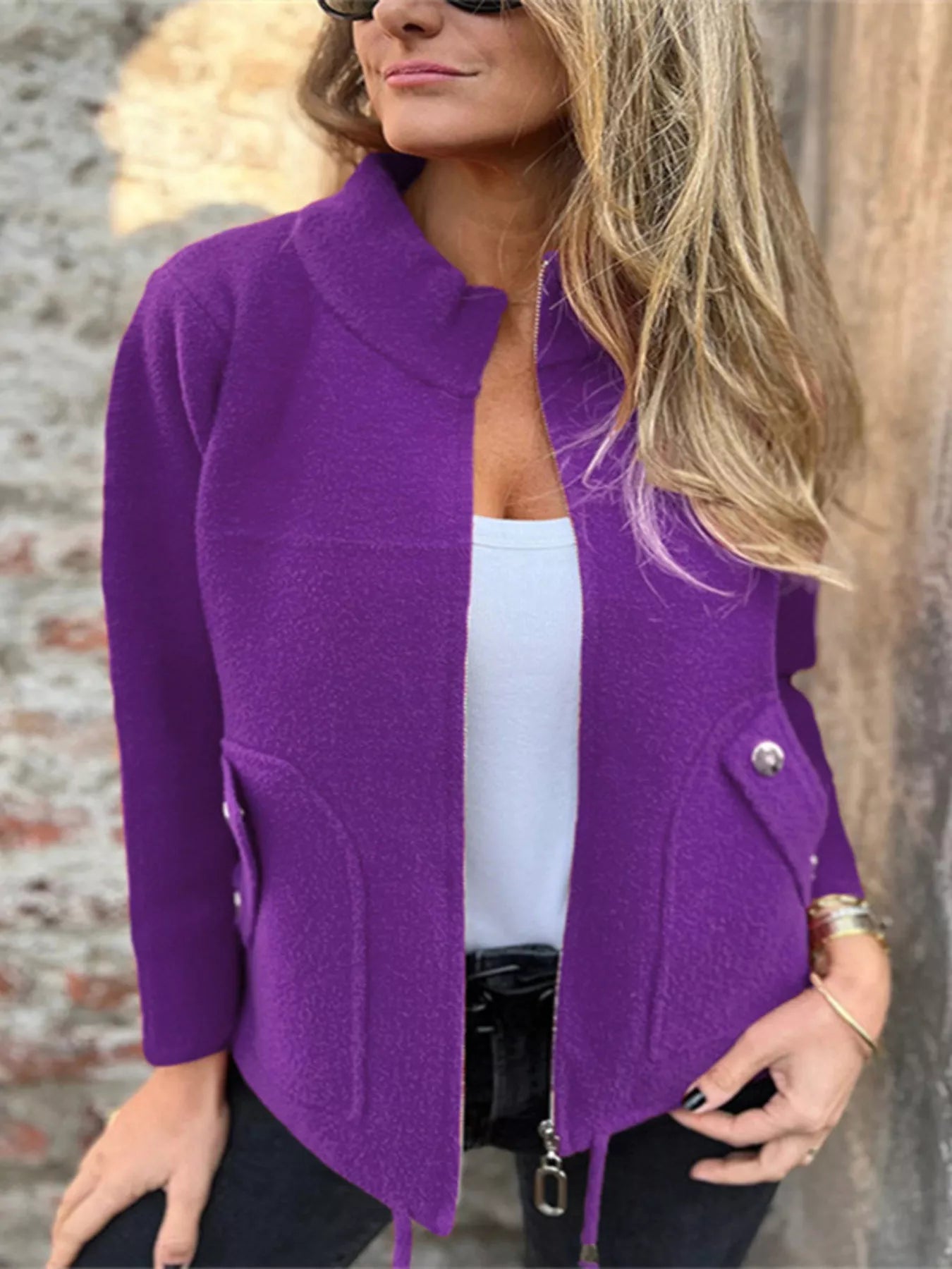 Chic Utility Jacket with Pocket Details