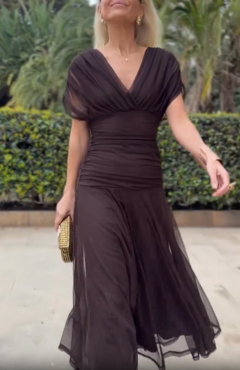 Ethereal Whisper Olive Green Dress