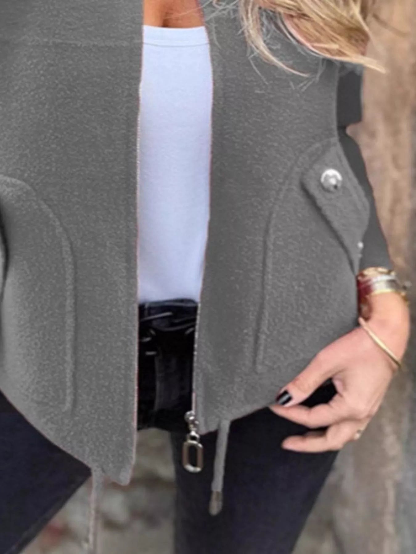 Chic Utility Jacket with Pocket Details