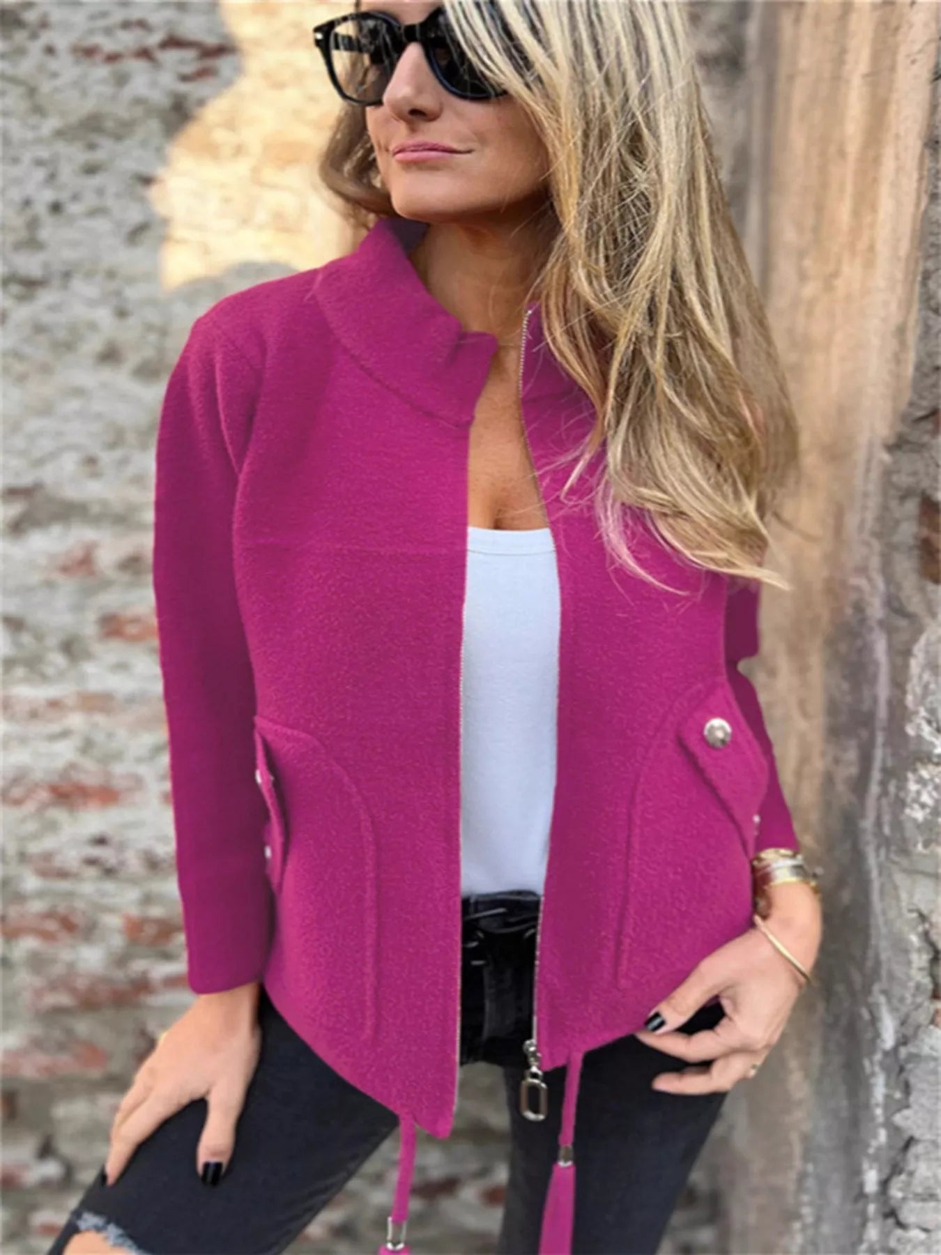 Chic Utility Jacket with Pocket Details