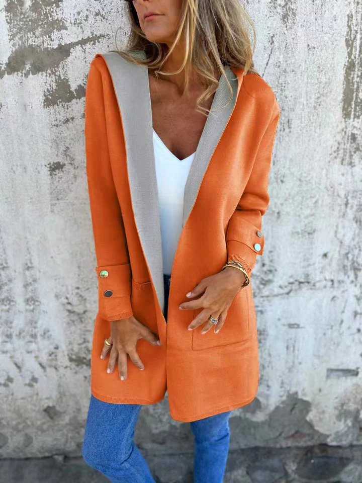 Two-tone gray and pink button coat