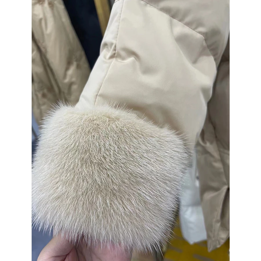 Quilted Down Jacket with Faux Fur Trim