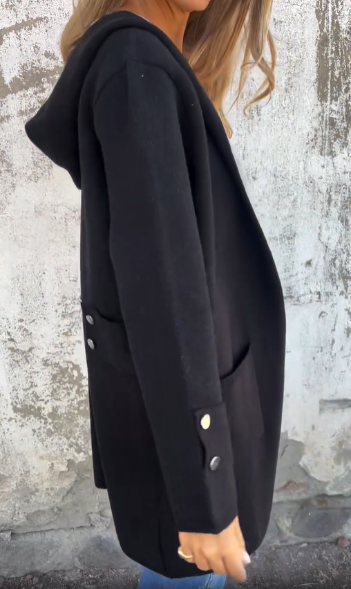 Two-tone gray and pink button coat