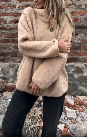 Teddy Coat with Asymmetric Buttons